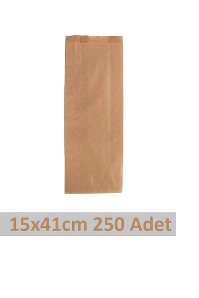 OLİ Art 15x41cm Kraft Closed Paper Bag - 250 Pieces Side Gusset Packaging Gift Package