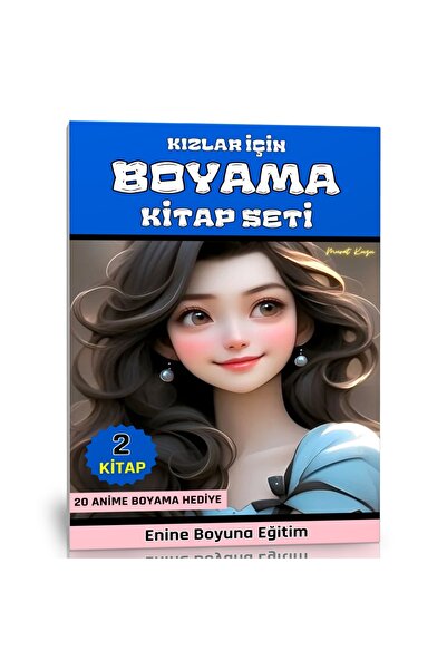 EBE Enine Boyuna Eğitim مجموعة كتب التلوين للفتيات (2 كتاب + 20 لوحة أنمي)