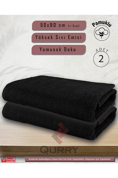 Qottox 2 Pieces 50x90 cm Cotton Sports and Hairdressing Towels - Hand, Face and Hair Towels for Training