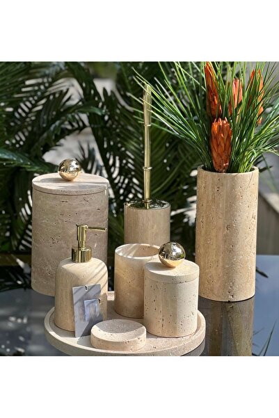 MIARIK DESIGN & DEKORASYON Dekoratif Mermer Banyo Seti Takımı 7 Li Buyuk Disk...