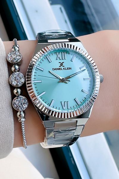 Daniel Klein 3 Atm Waterproof Silver Women's Wristwatch - Steel Cord Bracelet Gift DKBY2018C5