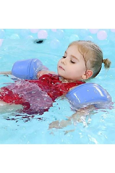 Schulzz سترة سباحة للأطفال/الأطفال من Mambobaby بأكمام طويلة/سترة نجاة - حلقة ذراع للأطفال باللون الأزرق