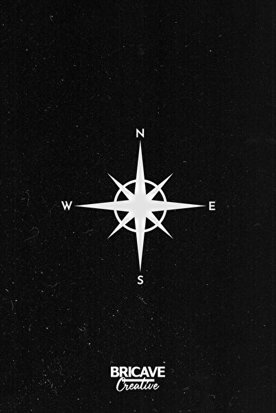 Bricave Pusula - Yönler Araba Motosiklet Cam Etiket Sticker 14x14cm