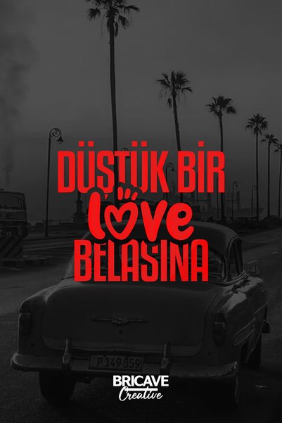 Bricave Düştük Bir love Belasına Yazı JDM Araba Motosiklet Cam Etiket Sticker...