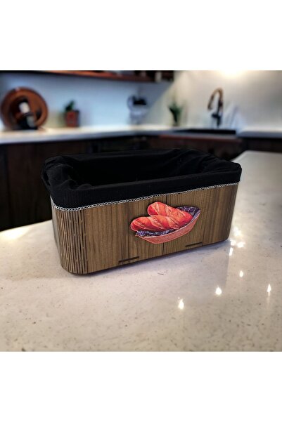KıtayGroup Yıkanabilir Bezli Ahşap Ekmek Kutusu Ve Ekmek Sepeti