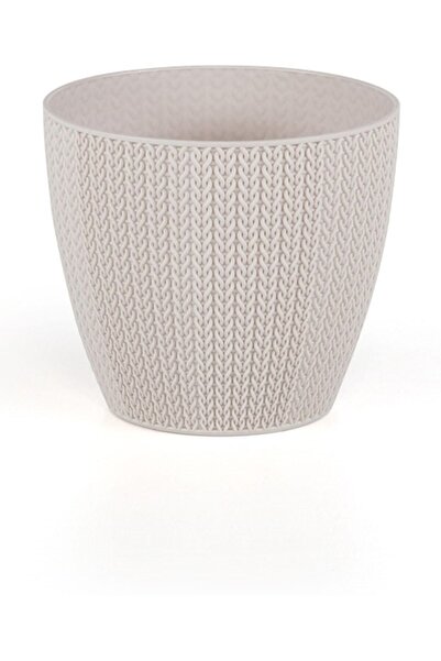 SERİNOVA Ucuzzavm Sümela Saksı 2.5 Litre | Hasır Örgülü Desenli 2,5 Lt Beyaz