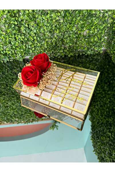 bt bera tasarım Kız İsteme Çikolata Cam Kutuda Söz Nişan Çikolata Kutusu Bebe...