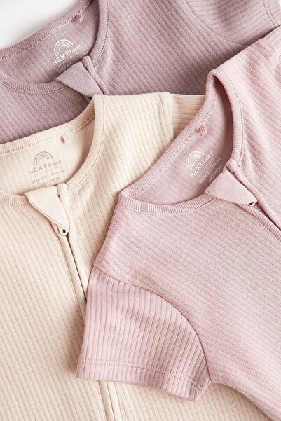 Next Baby Pastel Colored 3-Piece Romper Set - 100% Cotton