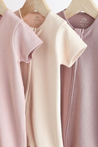 Next Baby Pastel Colored 3-Piece Romper Set - 100% Cotton