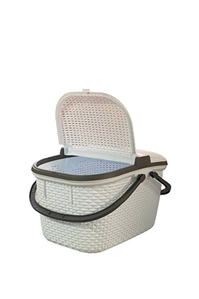 KıtayGroup Beyaz Rattan Piknik Sepeti 30 Lt