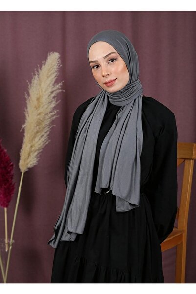 EZ STORE Χτενισμένο βαμβακερό σάλι καπνιστό και μαύρο