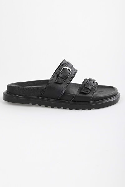 Shoeberry Γυναικείες παντόφλες Farlo Μαύρη Ζώνη Χοντρή Σόλα