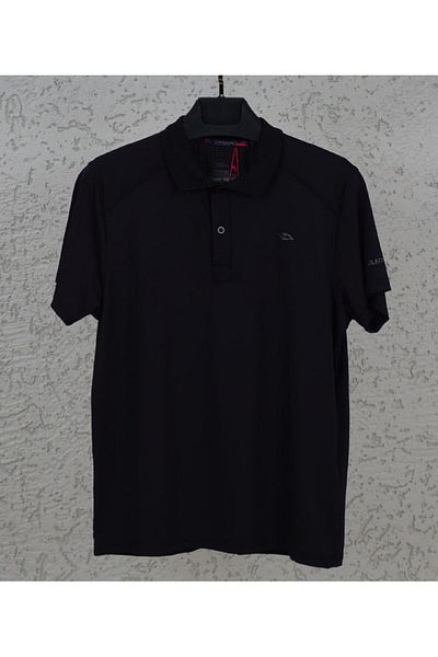 DYNAMO Men's Polyester Sports T-Shirt - Black Polo Collar