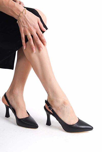 Ayakkabı Podyumum Pointed Toe Open Back 9 cm Glass Heel
