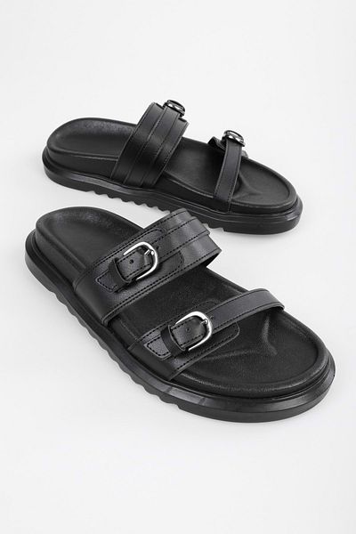 Shoeberry Dámské pantofle Farlo Black Belted s tlustou podrážkou