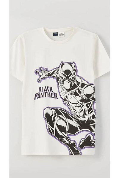 LC Waikiki Kids Crew Neck Black Panther Printed Short Sleeve Boys' T-Shirt