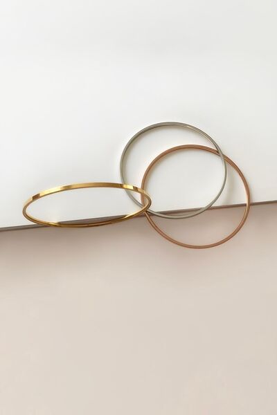 SilverStone Üç Renkli Gümüş Altın Rose 3 Lü Çelik Ajda Bilezik