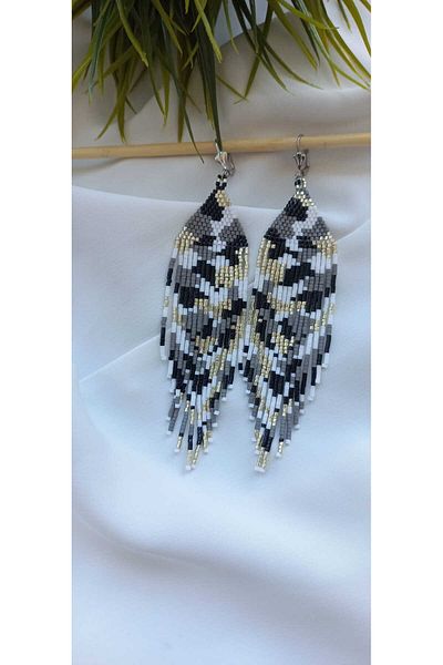 ZeynDesign Miyuki Gray Black Camouflage Cluster Earrings - in Shades