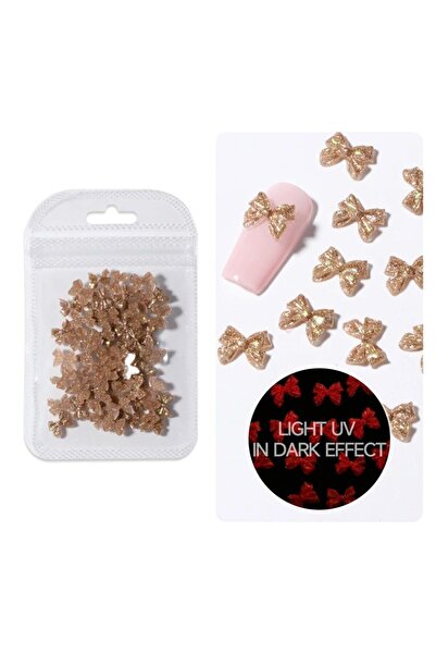 Beauty Box 30 Adet Karanlıkta Parlayan Gold Kurdele Profesyonel Tırnak Süsler...