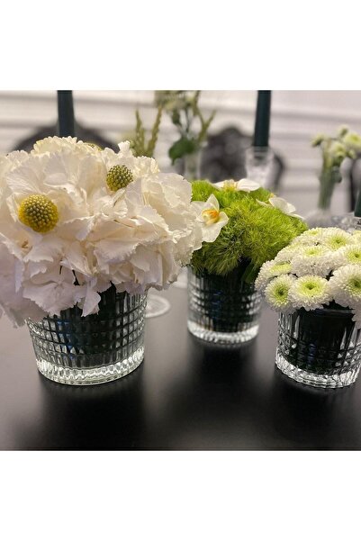 Paşabahçe Kristal Kesme Mumluk Vazo 3 lü Set