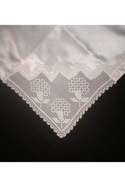 arzumçeyiz 8 Köşeli El Işi Dantel Bohça 100 * 100 Cm Boyutunda - Beyaz 1