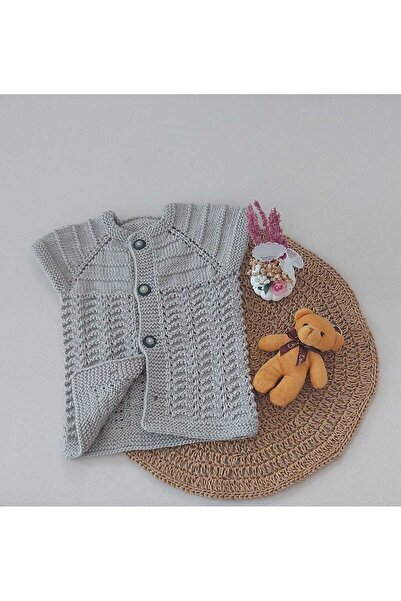 BEGİN 0-12 Months Gray Cotton Vest - Newborn Gift, Buttoned Birth Memory