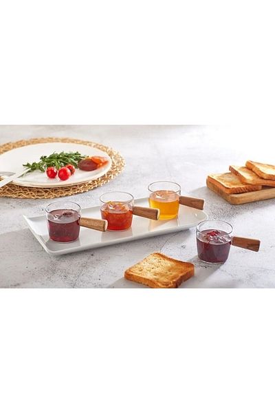 Melance 2 Pieces Wooden Handle Catering Sauce Bowl and Jam Bowl