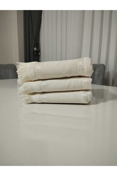 HMZ Fiesta 50x90 3-Piece Etamine Embroidered Towel - Cross Stitch and Etamine Embroidered Fringed Towel
