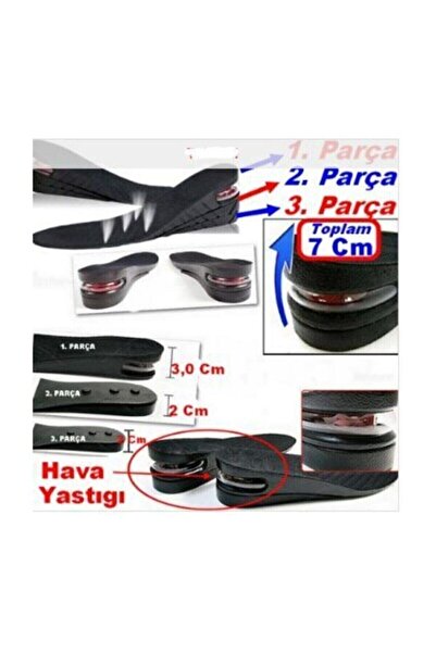 nevaport Hava Yastıklı Tam Boy Uzatıcı Tabanlık Gizli Topuk 7 Cm
