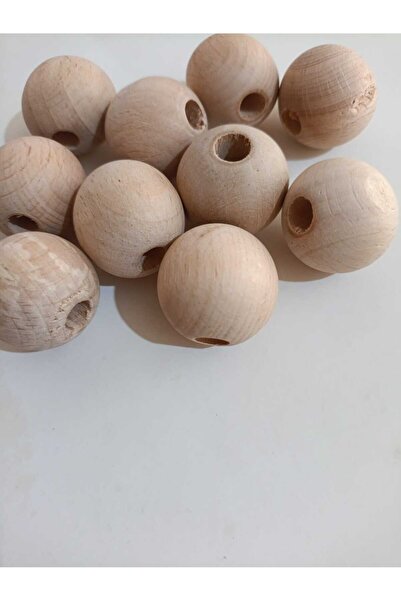 SinAksesuar خرز خشبي خام بفتحة ضيقة 24 ملم 10 قطع