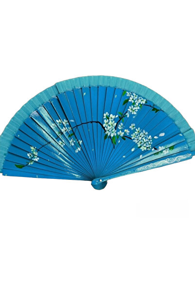 baytoptan Bambu Çift Taraflı El Boyama Yelpaze