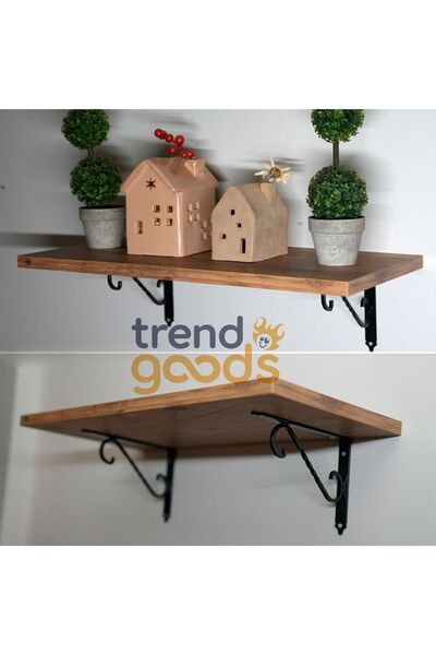 Mobilyadeposu Ferforje Ayaklı Dekoratif Ahşap Raf