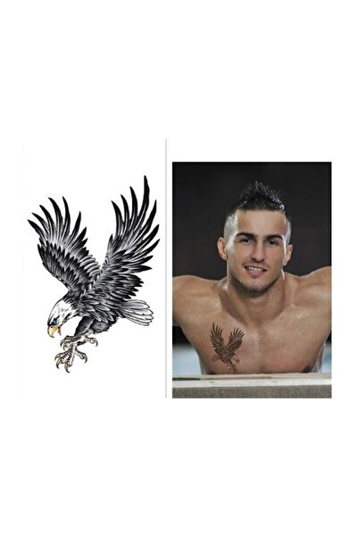 HelloBeautiful Tatto Su Geçirmez Geçici Dövme Kartal Beşiktaş 9*19 Cm Ölçü