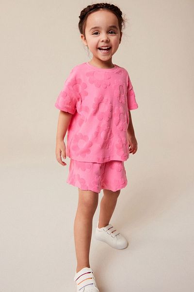 Next Baby 100% Organic Cotton Floral Patterned Pink Bottom Top Set ALY01203