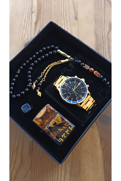 Spectrum MEN'S WRISTWATCH COMBINY GOLD COLOR METAL CORD