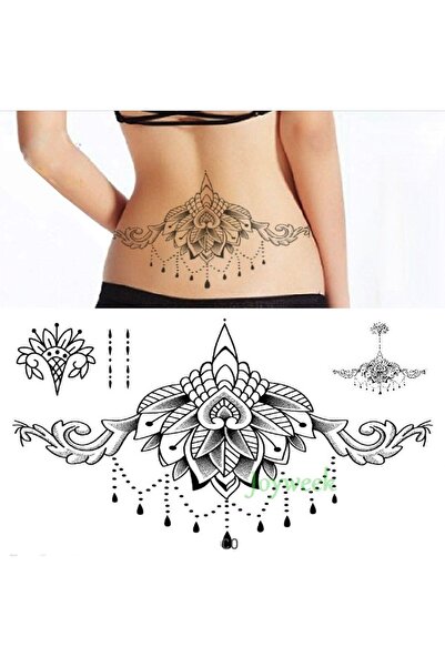 HelloBeautiful Tatto Su Geçirmez Geçici Dövme Göğüs Bel Dövmesi 24 Cm 13.8 Cm