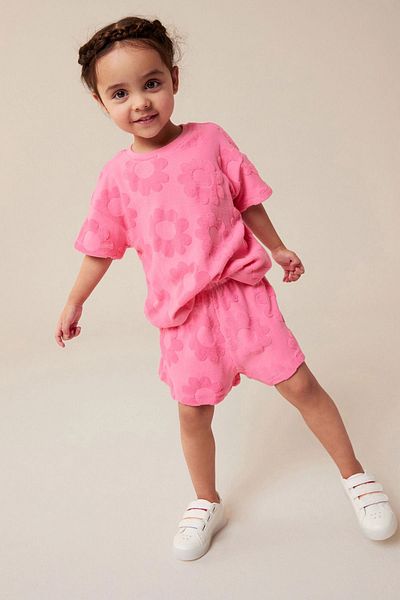 Next Baby 100% Organic Cotton Floral Patterned Pink Bottom Top Set ALY01203