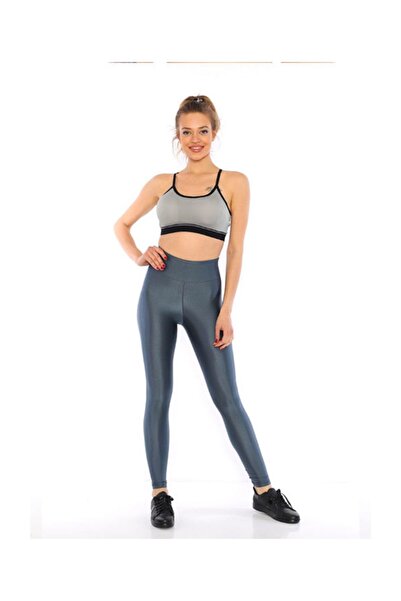 Bluence Colanți de damă gri strălucitori