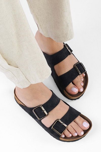 Shoeberry Γυναικείες παντόφλες Black Soan - Χοντρή σόλα και ζώνη