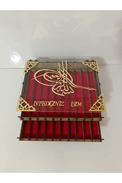 asaf Kişiye Özel Cam Kapaklı Ahşap Tesbih Koleksiyon Kutusu 20 Tesbihlik -asaflazer 6598+35