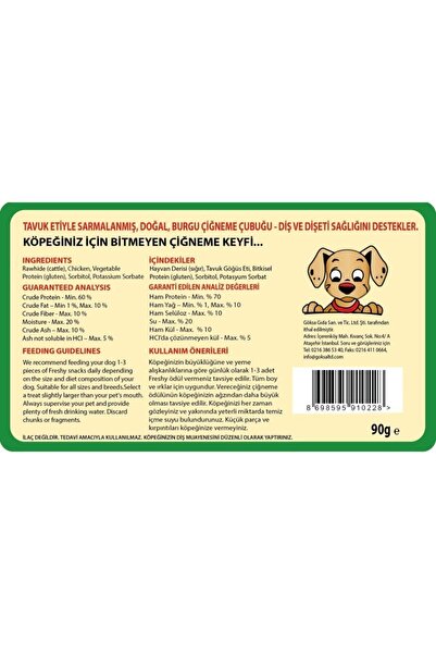 Freshy Chicky Twist - Taze Tavuk Eti Kaplı Köpek Çiğneme Çubukları - 10 Adet