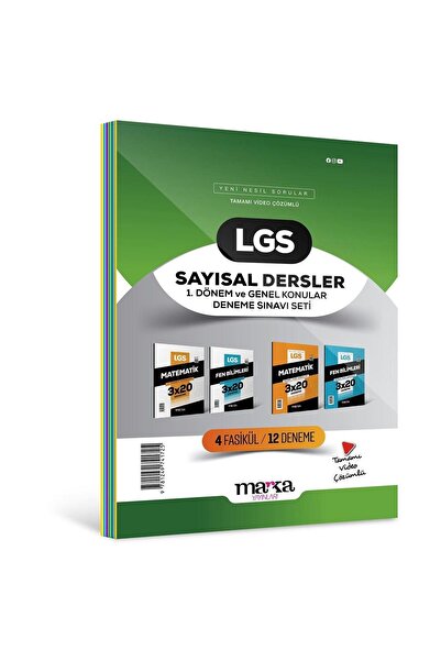 Marka Yayınları 2025 LGS Sayısal Dersler 1. Dönem ve Genel Konular Deneme Sınavı Seti 4 Fasikül 12 Deneme Marka Komi