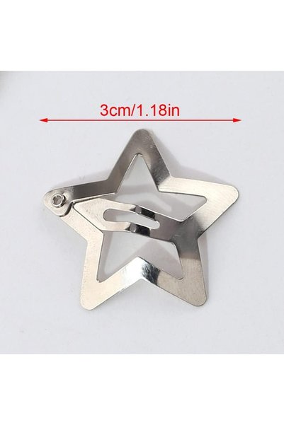 MİNAHOBİ 6-Piece Star Silver Buckle - Snap Metal Star Star 3 cm