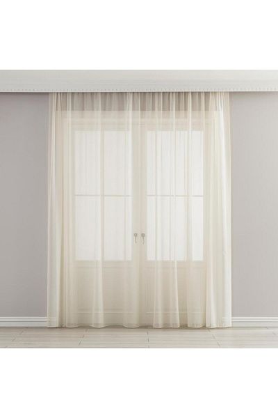rendecioğlutekstil 1.Grade Tulle Curtain Foldet Linen Skirt Lead Wrap Ecru Color Plain Sewing Non- Pleated