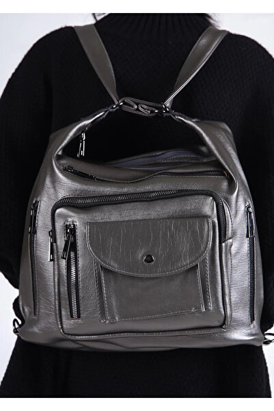 DSD Geantă de damă din piele vegană spălată - mâner - cruce (3 în 1)