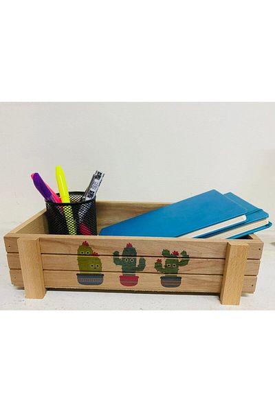 meditroia Troia Wooden Storage Safe, Wooden Flower Pot, Organizer