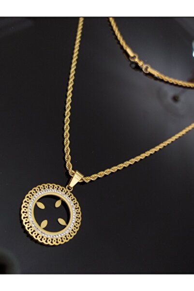 EMKSHOP Paslanmaz Çelik Çeyrek Altın Uyumlu Kolye