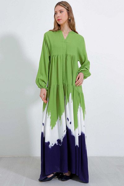 Zübeyde Sayın Authentic Patterned Viscose Oversize Dress