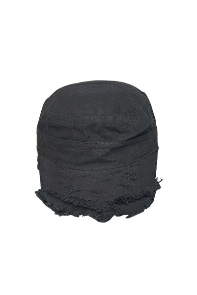 Senbeno Design Eskitme Detaylı Siyah Unısex Castro Şapka Cap