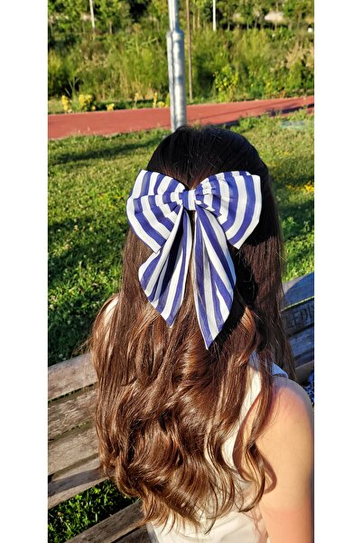 LO ADORO Panglică cu fundă cu dungi albastru bleumarin pentru vacanță - țesăt...